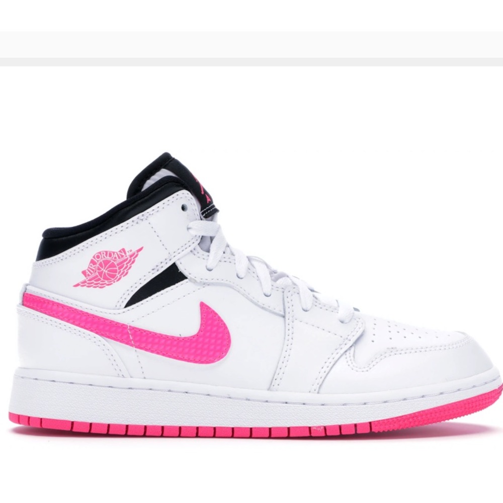 Jordan 1 Mid White Black Hyper Pink